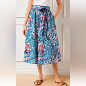 TALBOTS / Poplin Fit & Flare Paisley Botanical Skirt Size XL